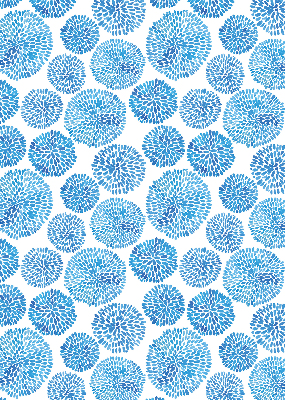 Verdunkelungsrollo mit blauem Blütenblattkreis-Muster