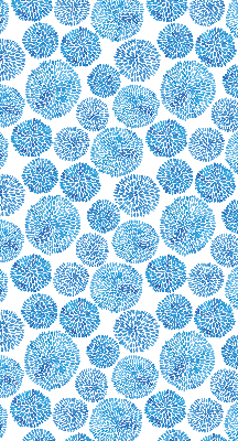Verdunkelungsrollo mit blauem Blütenblattkreis-Muster