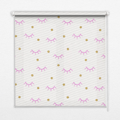 Fenster Rollo mit gezeichneten Augenbrauen und Punkten