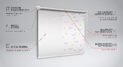 Fenster Rollo mit gezeichneten Augenbrauen und Punkten