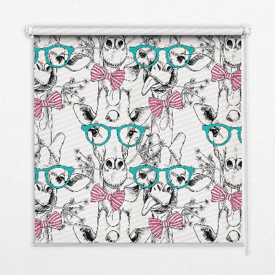 Fenster Rollo mit Motiv einer Giraffe mit Brille