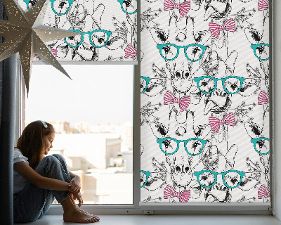 Fenster Rollo mit Motiv einer Giraffe mit Brille