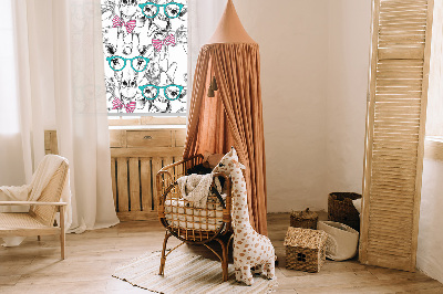 Fenster Rollo mit Motiv einer Giraffe mit Brille