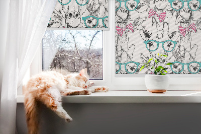 Fenster Rollo mit Motiv einer Giraffe mit Brille