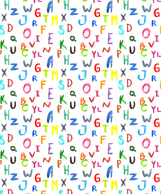 Rollo lichtundurchlässig mit bunten Buchstaben