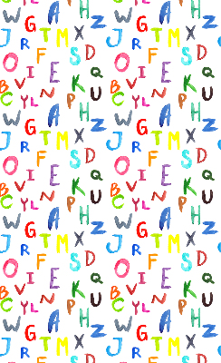 Rollo lichtundurchlässig mit bunten Buchstaben