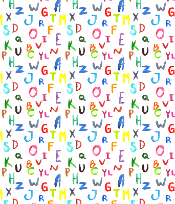 Rollo lichtundurchlässig mit bunten Buchstaben