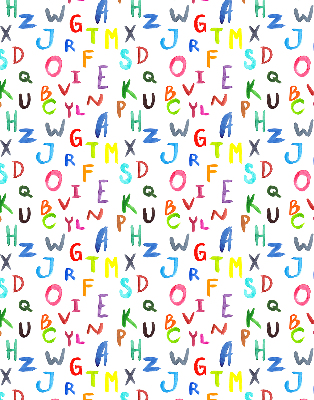 Rollo lichtundurchlässig mit bunten Buchstaben