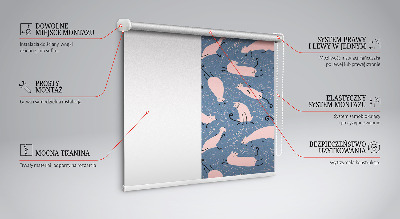 Fenster Rollo in Rosafarben mit Katzenmotiv