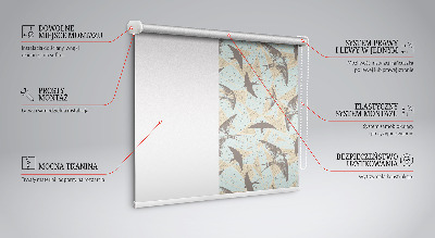 Rollo lichtundurchlässig mit Schwalben-Motiv
