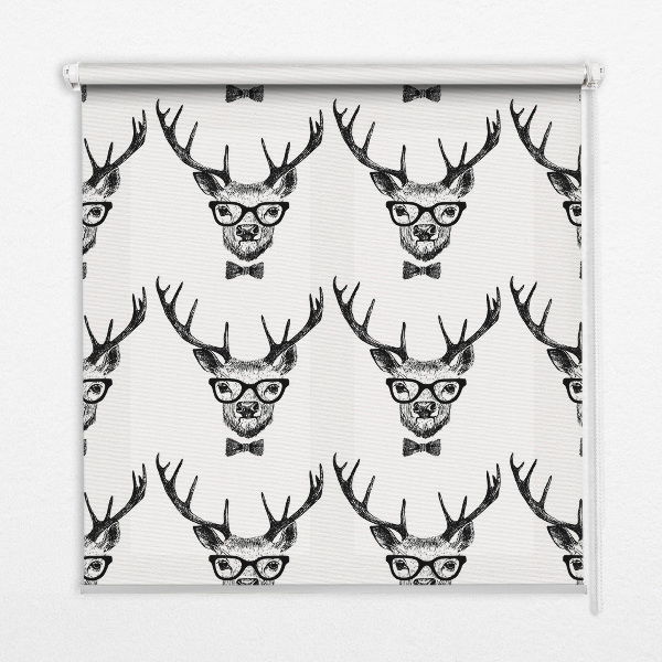 Rollo lichtundurchlässig mit Rentiermotiv und Brille