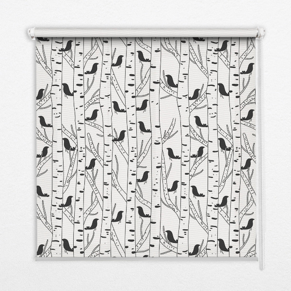 Rollo lichtundurchlässig mit gezeichnetem Vogel- und Baummotiv