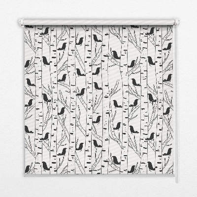 Rollo lichtundurchlässig mit gezeichnetem Vogel- und Baummotiv