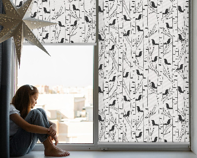 Rollo lichtundurchlässig mit gezeichnetem Vogel- und Baummotiv