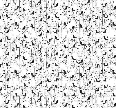 Rollo lichtundurchlässig mit gezeichnetem Vogel- und Baummotiv