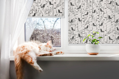 Rollo lichtundurchlässig mit gezeichnetem Vogel- und Baummotiv