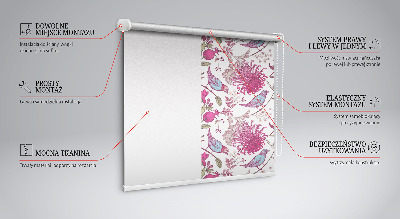 Verdunkelungsrollo mit Motiv bunter Vögel zwischen Blumen