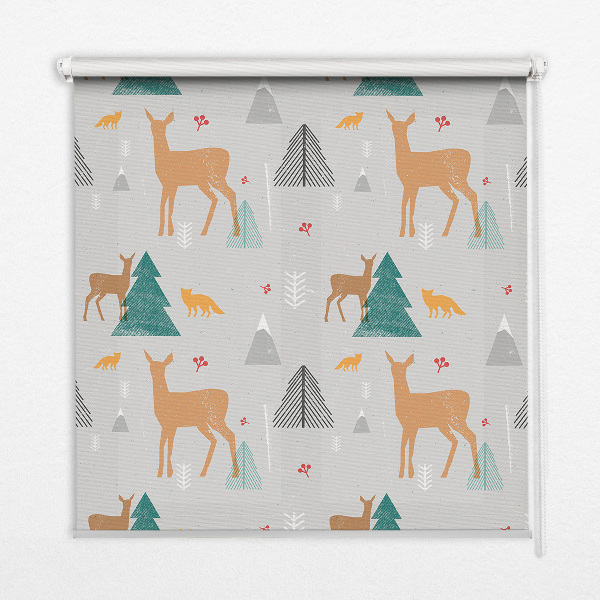 Fenster Rollo mit Motiv Rehe im Wald