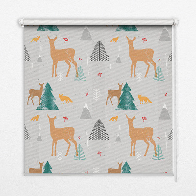 Fenster Rollo mit Motiv Rehe im Wald