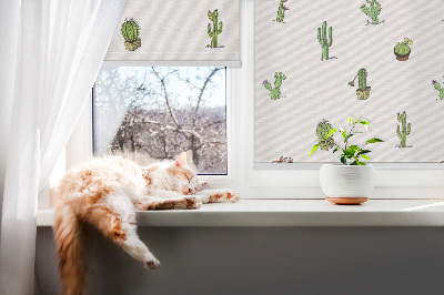 Rollo lichtundurchlässig mit Kaktus‑Motiv