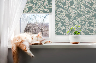 Fenster Rollo mit Blättertapete als Motiv