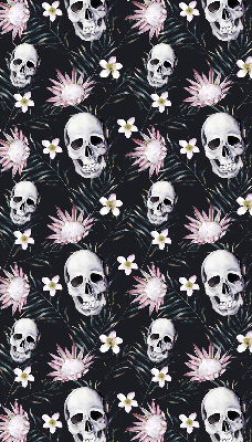Verdunkelungsrollo mit einem Motiv aus einem Schädel zwischen Blumen