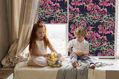 Fenster Rollo mit exotischem Blumenmuster