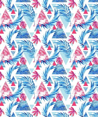Rollo lichtundurchlässig mit muster aus blauen Blättern und Dreiecken