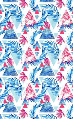 Rollo lichtundurchlässig mit muster aus blauen Blättern und Dreiecken