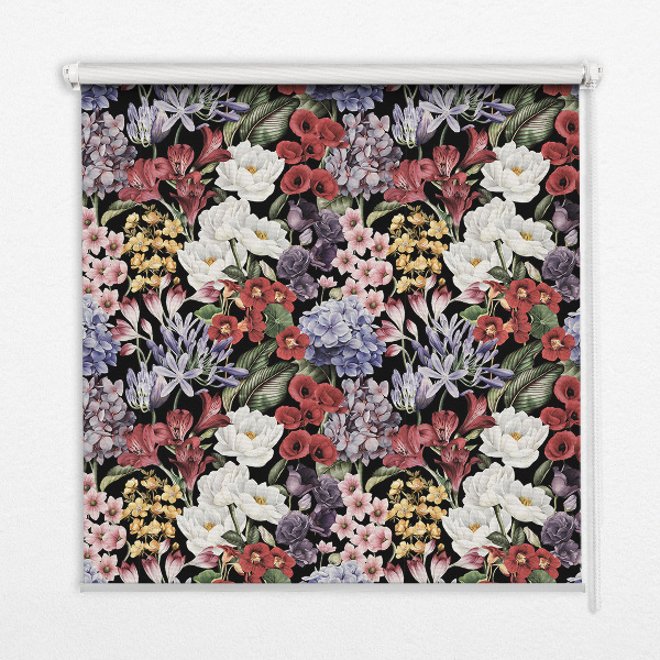 Rollo lichtundurchlässig mit buntem Blumenmuster