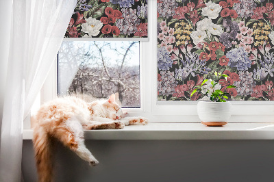 Rollo lichtundurchlässig mit buntem Blumenmuster