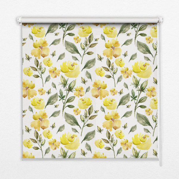 Verdunkelungsrollo mit gelbem Blumenmuster