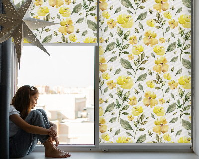 Verdunkelungsrollo mit gelbem Blumenmuster