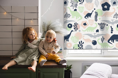 Fenster Rollo mit bunten Dinosauriermotiven