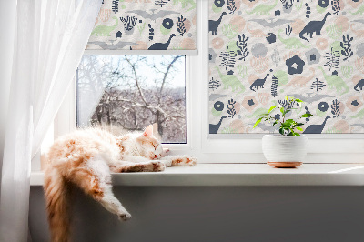 Fenster Rollo mit bunten Dinosauriermotiven