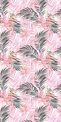 Rollo lichtundurchlässig mit rosa und schwarzen Blättern als Muster