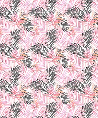 Rollo lichtundurchlässig mit rosa und schwarzen Blättern als Muster