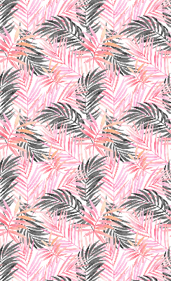 Rollo lichtundurchlässig mit rosa und schwarzen Blättern als Muster
