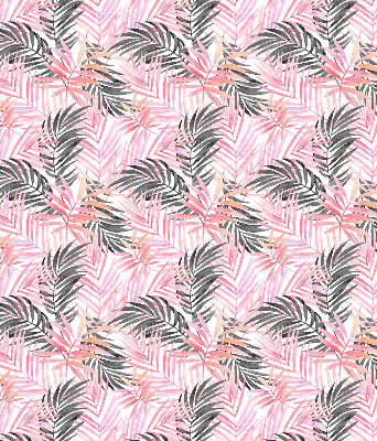 Rollo lichtundurchlässig mit rosa und schwarzen Blättern als Muster