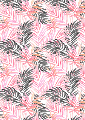 Rollo lichtundurchlässig mit rosa und schwarzen Blättern als Muster