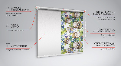 Fenster Rollo mit Motiv von Kokosnüssen und ihren Blättern
