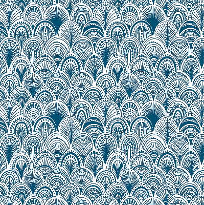 Verdunkelungsrollo mit blauem Muster