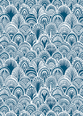 Verdunkelungsrollo mit blauem Muster