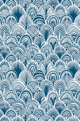 Verdunkelungsrollo mit blauem Muster