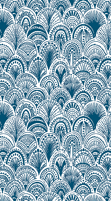 Verdunkelungsrollo mit blauem Muster