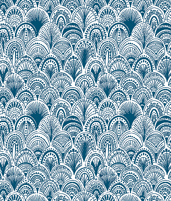 Verdunkelungsrollo mit blauem Muster