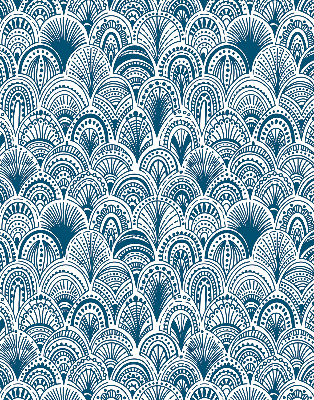 Verdunkelungsrollo mit blauem Muster