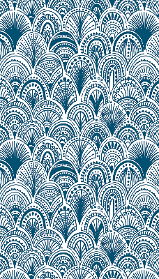 Verdunkelungsrollo mit blauem Muster