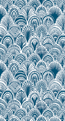 Verdunkelungsrollo mit blauem Muster