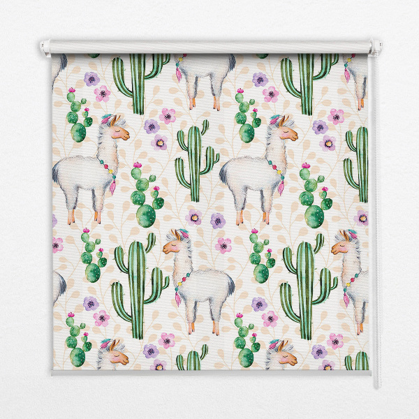 Fenster Rollo mit Lamellen-Design und Kaktusmotiv